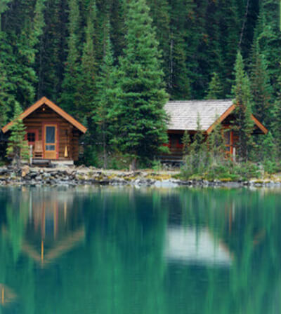 Two cabins on lakeshore